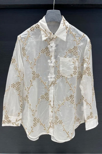 372316 L’Actuel blouse fleurs brodées