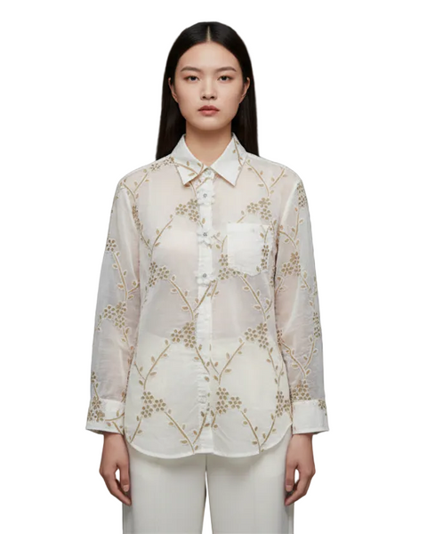 372316 L’Actuel blouse fleurs brodées