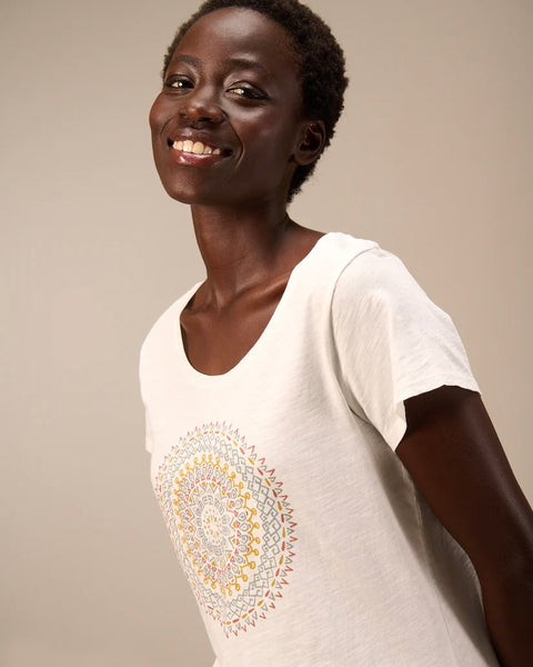 393516 t-shirt off-white imprimé coton bio