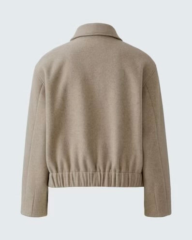 364925 OUI Jacket court  taupe avec poches appliquées
