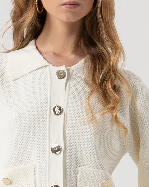 367425 Fracomina cardigan crème col polo