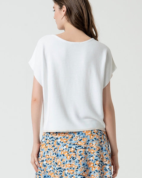 302615 Surkana t-shirt tricot texturé blanc