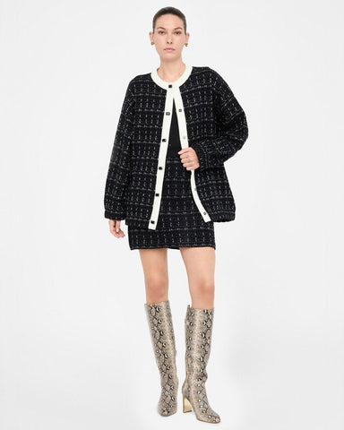 367125 Liu Jo Veste tweed surdimensionnée Black Métal Fantasy