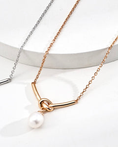 342325 L’ACTUEL chaîne argent 925 plaqué d'or rose, perle véritable
