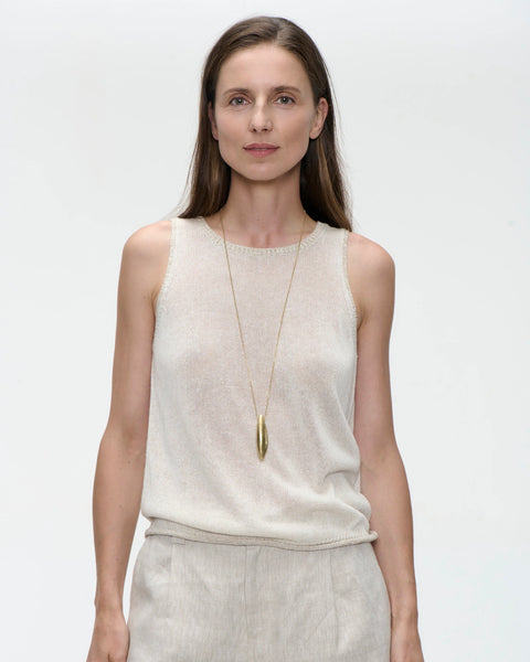 392616 camisole écru et lurex or