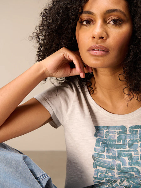 374616 T-shirt gris imprimé coton bio