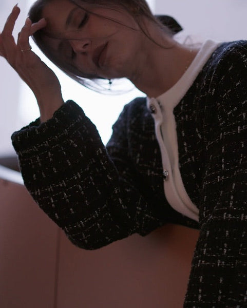 367125 Liu Jo Veste tweed surdimensionnée Black Métal Fantasy