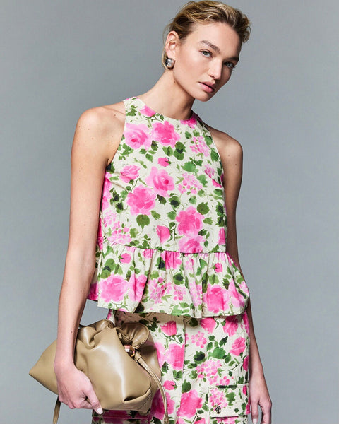 376616 Liu Jo top peplum imprimé de roses