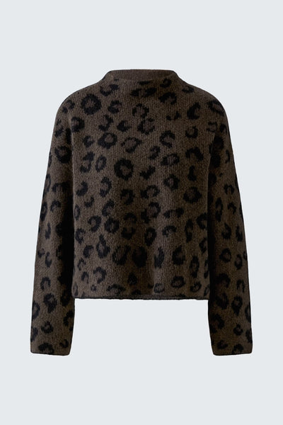 412326 Oui Chandail à motif jacquard léopard