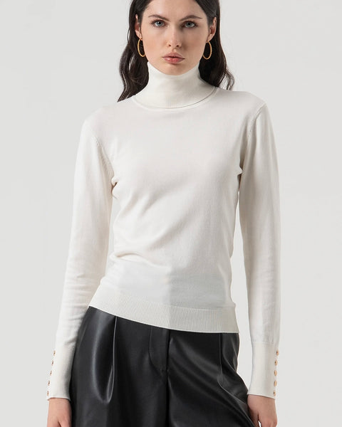 367625 Fracomina tricot col cheminée avec boutons or