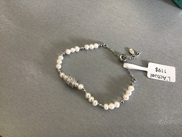 403426 L’ACTUEL bracelet or blanc et perles d’eaux douces