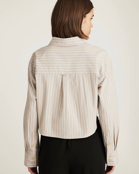 345925 Mavi Chemise courte rayée à manches longues