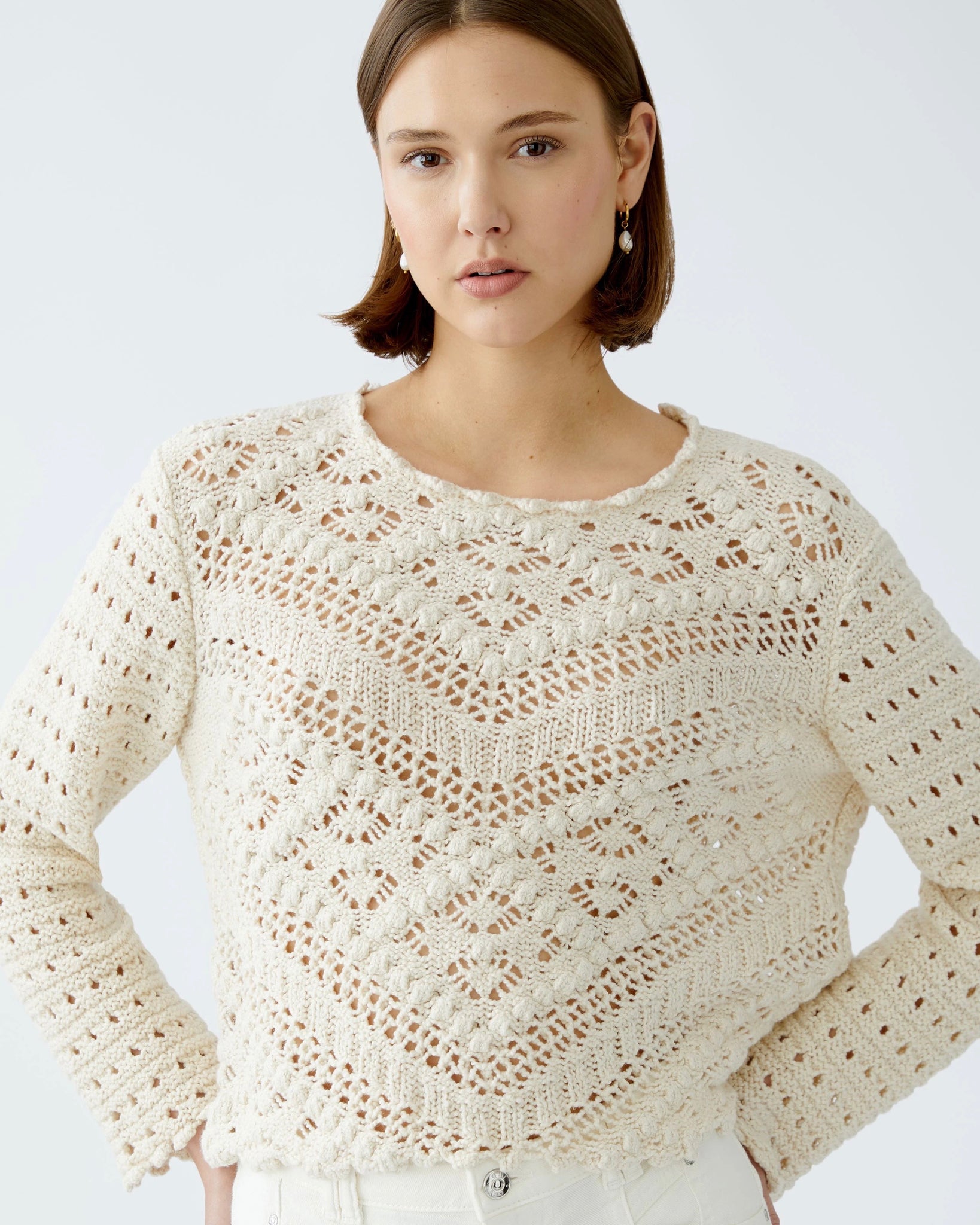 273815 Oui chandail crochet crème Gardenia
