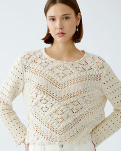 273815 Oui chandail crochet crème Gardenia