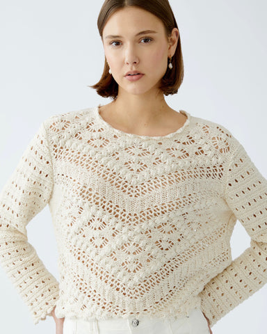 273815 Oui chandail crochet crème Gardenia