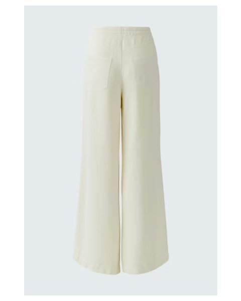 382316 Oui pantalon souple avec lacet à la taille ivoire