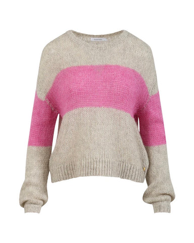 296215 Coster tricot bande de couleur rose