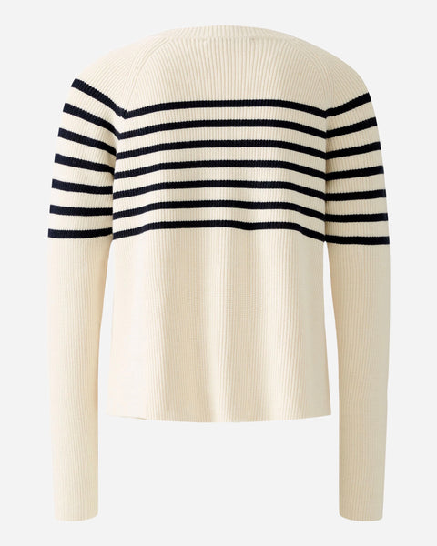 274015 Oui chandail crème et rayé marine