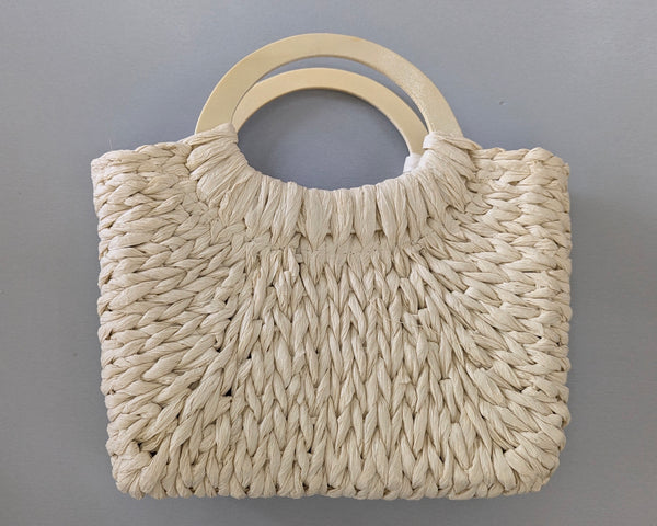 326815 L'ACTUEL sac en osier carré ganse ronde en bois
