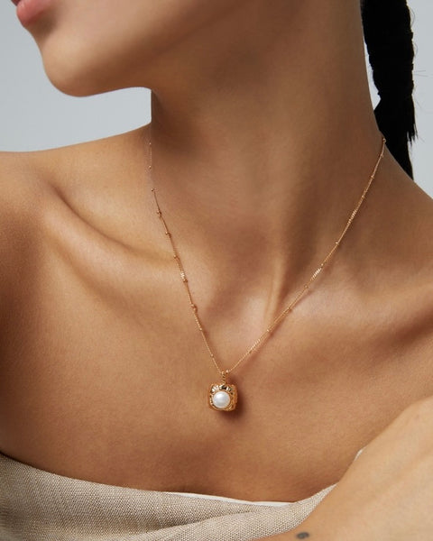 342125 L’ACTUEL chaîne argent 925 plaqué or rose perle d’eau douce