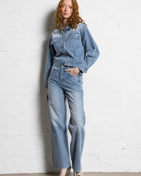 373416 Veste jean cristaux Daryl