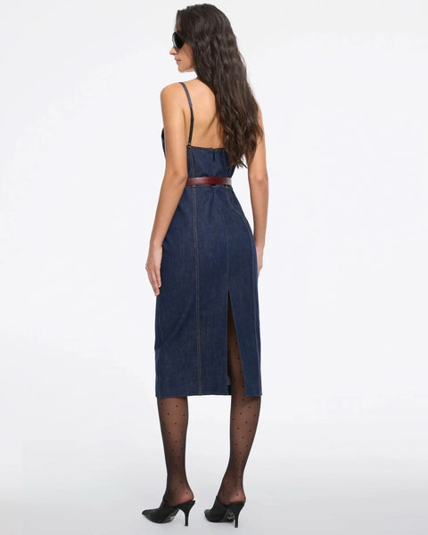 272015 Miss Sixty robe denim/bustier longueur midi