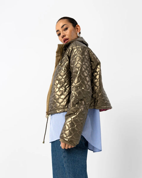 362925 Coster jacket court matelassé or métallique