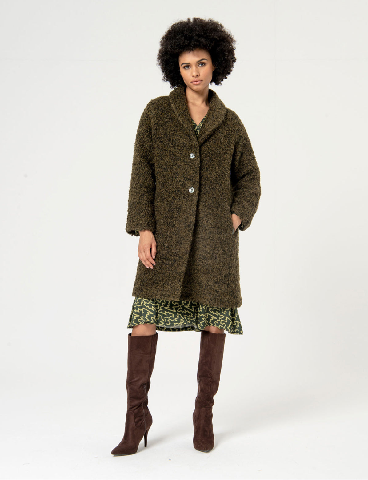 222824 SURKANA manteau bouclé vert