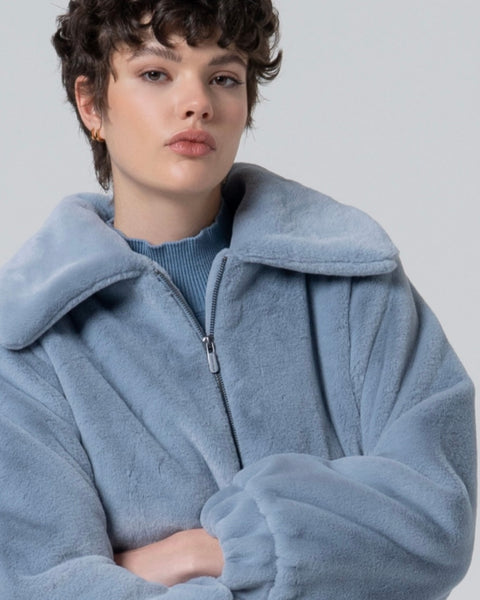 355825 SURKANA Manteau court fausse-fourrure