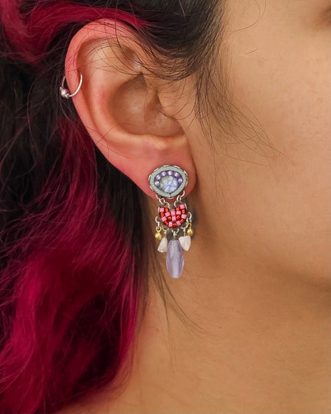 385416 Ayala bar boucle d’oreille lilas et fuchsia