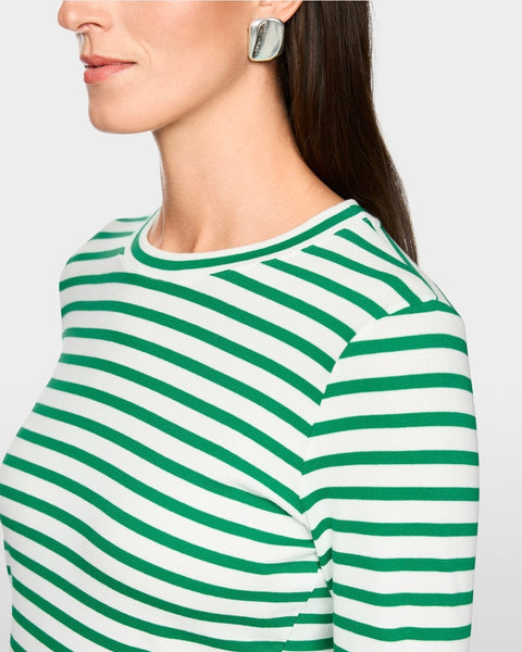350616 Marccain chandail côtelé rayé blanc et vert