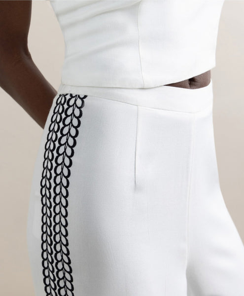 303215 SURKANA palazzo avec broderie noire