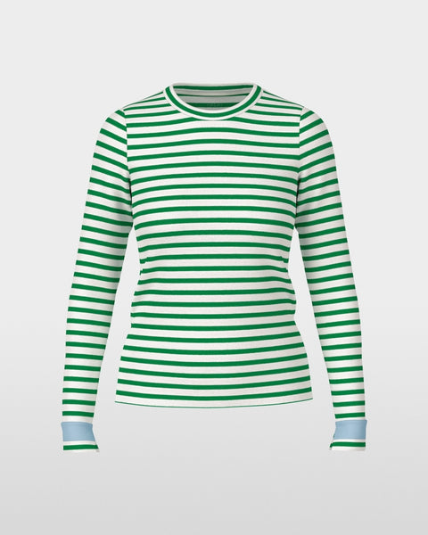350616 Marccain chandail côtelé rayé blanc et vert