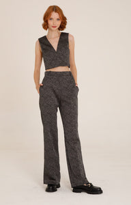 585823 Futur3 pantalon gris imprimé dentelle