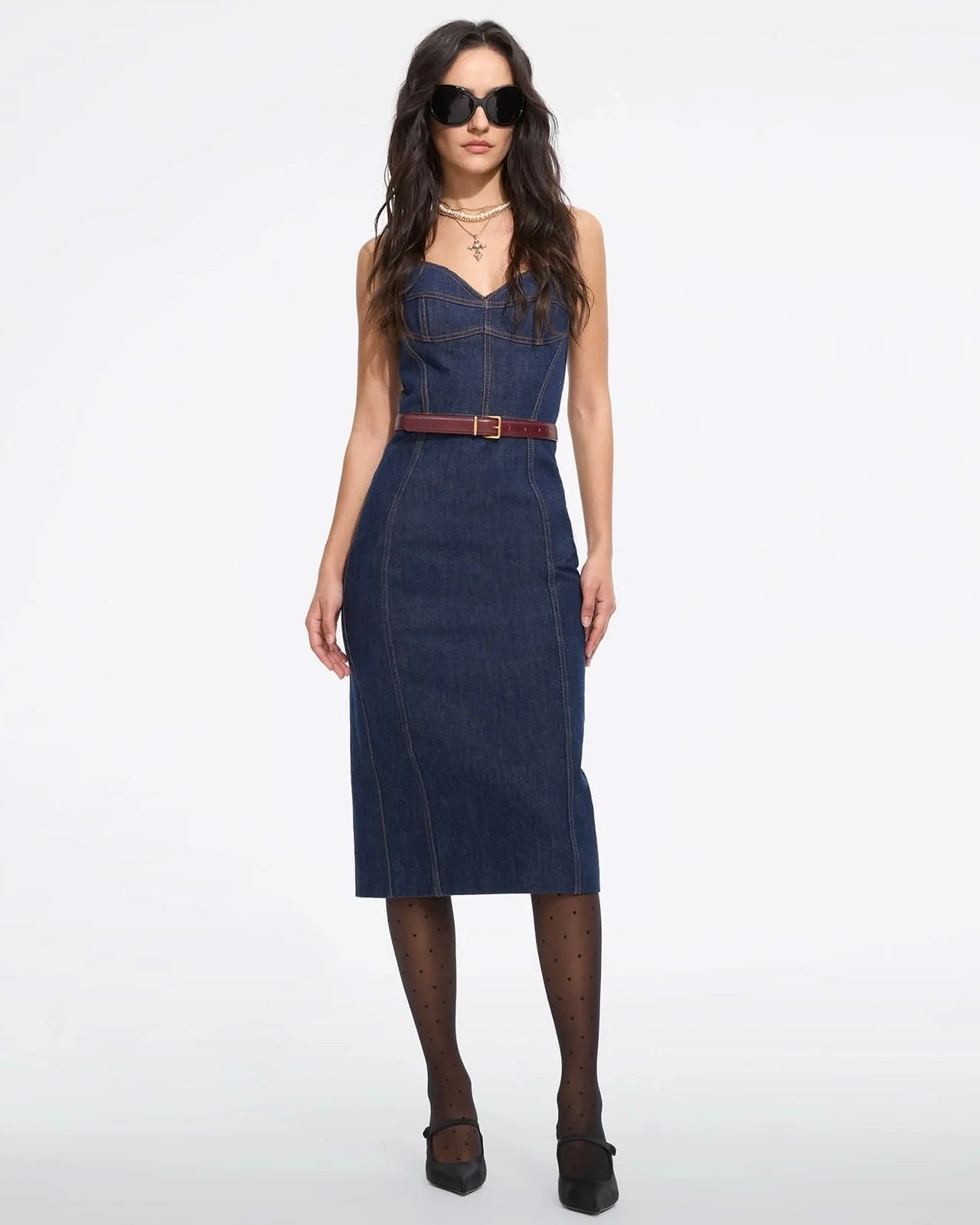 272015 Miss Sixty robe denim/bustier longueur midi