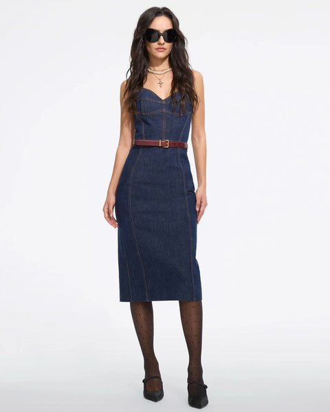 272015 Miss Sixty robe denim/bustier longueur midi