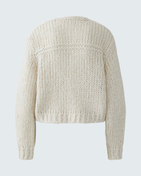 383525 OUI veste grosses mailles beige boutons cristaux