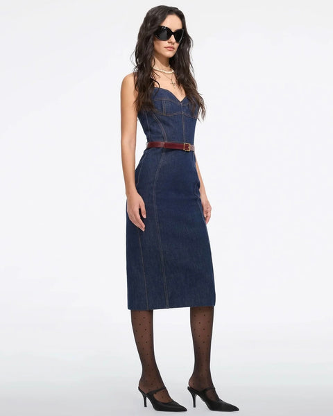 272015 Miss Sixty robe denim/bustier longueur midi