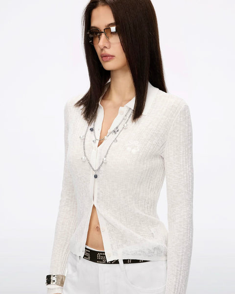 406226 Miss Sixty cardigan col polo côtelé