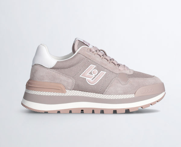 572623 Liu.Jo Sneakers à plate-forme avec tige en daim et maille brillante.
