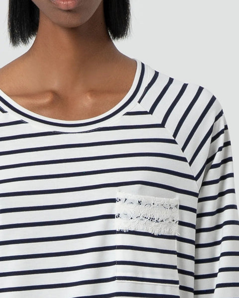 296815 FRACOMINA Chandail crème rayé marine