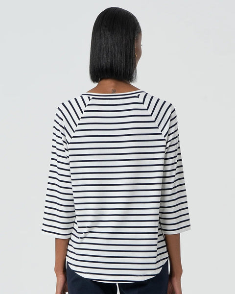 296815 FRACOMINA Chandail crème rayé marine