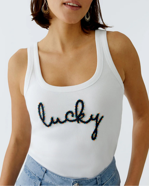 382716 Oui Camisole avec logo marine « lucky »