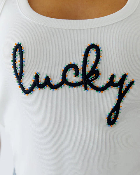 382716 Oui Camisole avec logo marine « lucky »
