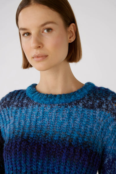 564223 OUI pull grosse maille bleus mélangés