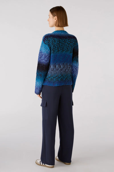 564223 OUI pull grosse maille bleus mélangés