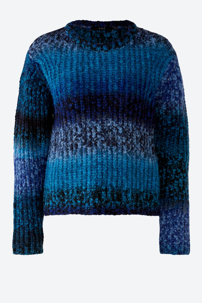 564223 OUI pull grosse maille bleus mélangés