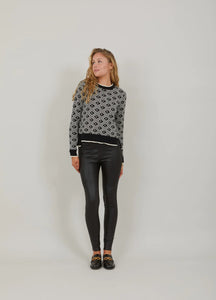 576523 Coster legging lustré pied de poule noir