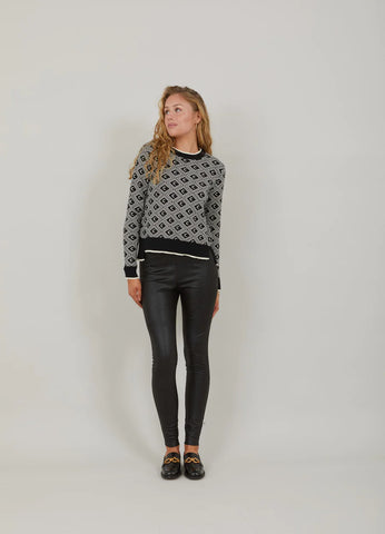 576523 Coster legging lustré pied de poule noir