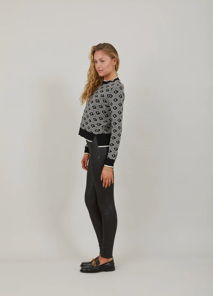 576523 Coster legging lustré pied de poule noir